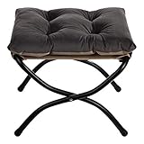 HollyHOME Fußhocker Klappbar Fußablage Fußstütze Faltbar Sitzhocker mit Metallbeinen Fusshocker mit Abnehmbar Gepolsterte Sitzfläche Samt, Dunkelgrau