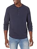 Amazon Essentials Herren Henley-Shirt mit langen Ärmeln und normaler Passform (erhältlich in Übergrößen), Marineblau, L