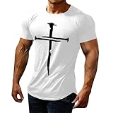 Yowablo T-Shirt Herren Herren Sommer Casual Print T-Shirt Bluse Rundhals Tops (1-White, XXXXXL)