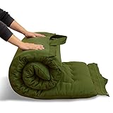 MAXYOYO Tragbare Faltbare Futon -Matratze, Hypoallergener Stoff Und Memory Foam Matratzenpad Mit Griff Und ReißVerschluss FüR GäStewagen Im Innen Camping Im Freien (GrüN, 90 X 190 cm)