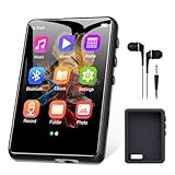 64GB MP3 Player Bluetooth 5.3 2.4' Full Touchscreen Tragbarer Walkman MP3 Player mit Lautsprecher, Sprachaufzeichnung, FM Radio, Line Recording Unterstützung 128GB Kinder MP3 Player (Schwarz)