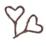 SOLUSTRE 2 Stück Rattan-Girlande Dekorationen Party Herzen Zweig Herz Kranz Ringe zur Herstellung von Kränzen herzförmiges hängendes Kranzrahmen in Herzform Herz-Rattan-Kränze