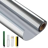Agmovoue Reflektierende Fensterfolie, Sichtschutz, einseitig, Spiegelfolie, Tagesschutz, Wärmeregulierung, UV-blockierend, statisch haftende Fenster-Tönungsfolie für Zuhause und Büro, Silber, 45 cm x