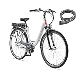 TELEFUNKEN E-Bike Damen 28 Zoll, Elektrofahrrad Alu mit 7-Gang Nabenschaltung - Pedelec Citybike mit Fahrradschloss, Mittelmotor 250W & 13Ah / 36V Lithium-Ionen-Akku, RC890 Multitalent