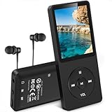 AGPTEK MP3 Player, 16GB verlustfrei MP3 mit 1,8 Zoll Bildschirm, 70 Stunden tragbare Musik Player mit Kopfhörer, FM Radio, Bilder, Aufnahmen, E-Buch, Schwarz