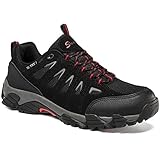 SHULOOK Wanderschuhe Herren Wasserdicht Leichte Outdoor Trekkingschuhe Knöchel Bergschuhe rutschfeste Schuhe Herren Sneaker Ultralight Sportschuhe für Camping, Wandern (Schwarz Rot, Numeric_46)