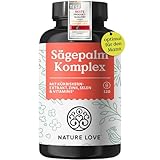 Nature Love Sägepalm Komplex - 120 Kapseln - Sägepalmextrakt, Kürbiskernextrakt, Brennnesselextrakt, Zink, Selen & Vitamin E - Sägepalme (Saw Palmetto) mit 5% Phytosterolen - 2 Monatsvorrat - vegan