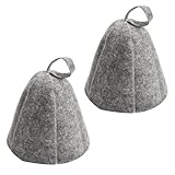 2 Stücke Saunahut, Sauna Mütze Filzhut, Filz Saunakappe Filzkappe gegen Hitze, Sauna Zubehör Kopfbedeckung, Banya Kappe für Damen & Herren Kopfschutz