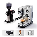 Halbautomatische Haushalts-Kaffeemaschine aus Edelstahl 19 Kapseln Kaffeepulver Superfine Cappuccino und Espresso H11 (Color : H11G1Jug Mat Tamper, Size : CHINA_EU)