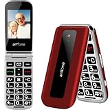 artfone F20 Seniorenhandy Klapphandy Ohne Vertrag丨2G GSM Handy für Senioren丨Dual SIM Großtasten Mobiltelefon丨2,4 Zoll Farbdisplay丨SOS Notruftaste丨FM Radio丨Sprachansage丨Kurzwahl丨1300mAh Akku - Rot