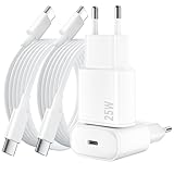 25W USB C Ladegerät, 2 Pack Ladekabel für iPhone 17 16 15/ Pro/Pro Max/Plus, USB C Adapter Schnellladegerät Netzteil Stecker mit 2M Schnellladekabel