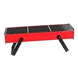 Barbecue Grill Holzkohlegrill Tragbarer Holzkohlegrill Grill mit klappbaren Beinen und Emaille gegrilltem Mesh Bbq Grill Campinggrill für Outdoor-Camping-Kochen, rote Campingreise