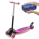 Tretroller mit 3 Rädern für Kinder, verstellbarer Lenker, robuster Metallkörper, faltbares Design, Alter 3–9 Jahre, maximale Belastung 50 kg, Geschenk für Geburtstag & Feiertage