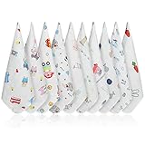 Aolso Baby Musselin Waschlappen, 10 Stück Bio-Baumwolle Baby Waschlappen, Mehrzweck Baby Handtücher Set, Waschlappen Kinder für Neugeborene, Saugfähig,30 * 30cm