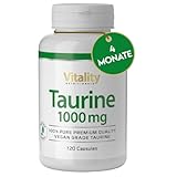 Taurin 1000 mg, 1 Kapsel pro Tag für 4 Monate. Taurine Hochdosiert mit 1000mg Reinem Taurin Pro Kapsel. Frei von Laktose, Soja, Gluten und Hefe. Vegan. Vitality Nutritionals by VitaminExpress.