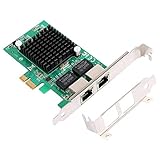 Rheross Gigabit Ethernet Pci-E Netzwerk-Controller-Karte 10/100/1000 Mbps, RJ45 X2 Dual 2 Port Pcie Server Netzwerkschnittstellenkarte LAN-Adapter Konverter für Desktop-PC mit niedriger Halterung