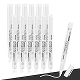 OFFCUP Weiße Acrylfarbenstifte, 12pcs Weiße Acrylstifte, Glanzlackmarker, Weiß Stift Wasserfest Marker Lackmarker Acrylfarbe Permanent Marker für Steine, Felsmalerei, Keramik, Glas, Holz, Reifen