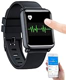 Newgen Medicals Smartwatch: Fitness-Uhr mit Blutdruckanzeige, EKG, Bluetooth, Touchdisplay, IP68 (Smartwatch EKG, Fitnessuhr mit EKG, Senior Handy)