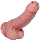 20 cm realistischer Silikondildo, ungeschnittener Vorhautdildo mit Hoden und Adern,mit Saugnapf, freihändiges Spielen, süßer Dildo für Anfänger, Prostata-G-Punkt-Stimulator,vaginaler kleiner Analdildo