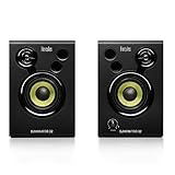 Hercules DJSpeaker 32 Party - 2 x 15 Watt RMS Aktive Monitor Lautsprecher mit eingebauten Lichteffekten, Schwarz