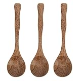 3-teiliges Holzlöffel-Set, Holz-Servierlöffel mit langem Griff, Holzrührlöffel im Holzstil für die Küche zu Hause