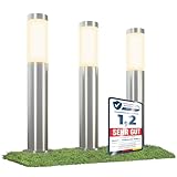 linovum 3er Set BOSEA-A Wegeleuchte mit E27 Sockel - Wegbeleuchtung außen Edelstahl IP44-3x Poller Gartenleuchte 50cm