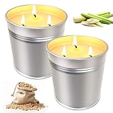 Citronella Kerze Draußen Groß,2 X 15oz Outdoor-Kerzen für Den Garten,Natürliche Sojawachs,Sicher und Langlebig,Citronella Duftlichter Kerzen für Garten,Camping,Picknicks,Brenndauer 100h
