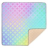 Bunte Spielmatte für Babys im Laserdesign, groß, stabil, für drinnen und draußen, bequeme Aktivitätsunterhaltungsmatte für Babys, Kleinkinder, 127 x 127 cm