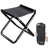 Vimmvid Camping Hocker Tragbarer Klapphocker faltbar, Mini-Falthocker klappbar und Leicht Sitz 30CM für Angeln, Reisen, Wandern, Grillen, Garten, Strand (Schwarz)