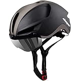 Shinmax Fahrradhelm Herren Damen mit Licht USB-Aufladung Fahrradhelm mit Visier Magnetische Abnehmbarer Leichter MTB Helm Fahrrad Cityhelm Urban Erwachsene Radhelm Atmungsaktiv Verstellbarer 57-62CM