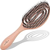 Bio Haarbürste ohne Ziepen mit Wildschweinborsten - Entwirrbürste mit einzigartiger Spirale, nachhaltiges Material - perfekt für nasse&trockene Haare, mehr Glanz, Volumen & gesunde Haarpflege, Natur