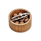 Kesper | Nussschale mit Nussknacker, Material: Bambus, Edelstahl, Maße: Ø 17 x H 8 cm, Farbe: Braun, Silber | 62822