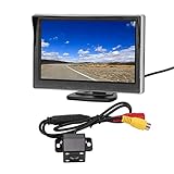 AuroraPeak Rückfahrkamera 5 Zoll Backup Kamera System Kit mit High Definition Rückfahrmonitor V1 V2 Videoeingang 12-24V für Fahrzeuge 4LED Lichtkamera