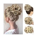 RUNZE765Z unordentliches Dutt-Haarteil Synthetischer, unordentlicher Haarknoten, Chignon, Klaue, Clip in Haarteil, gewellte, lockige Pferdeschwanz-Extensions Haarknoten Haarteil(18H613)