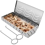 YTACREA Räucherbox Gasgrill, Smoker Box mit Großem Fassungsvermögen und Sauerstoffaufnahme an 5 Seiten, Edelstahl Grill BBQ Räucherbox mit 2 Haken, BBQ Smoker Box Rauch hinzufügen