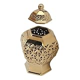 HIAKDOFT Goldene Keramikvase mit Hohldesign Sechseckige Aufbewahrungsdose Zuverlässiger Blumenhalter für Trockenblumen und Kunstblumen Dekoratives Wohnaccessoire für Wohnzimmer und Garten