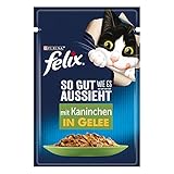 FELIX So gut wie es aussieht Katzenfutter nass in Gelee, mit Kaninchen, 26er Pack (26 x 85g)