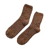 Herren-Wollsocken, Thermosocken, Wandern, Winterstiefel, warm, dick, gemütlich, Crew, bequeme Arbeitssocken für Männer, Strümpfe, Damen, Winter, braun, Einheitsgröße