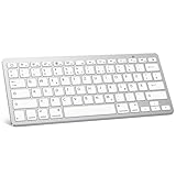 OMOTON deutsche Bluetooth Tastatur für iPad 10.9/10.2/9.7, iPad Air 6/5/4/3, Tastatur iPad Pro 13/12.9/11/10.5 und iPhone Handy, QWERTZ Layout, Kompaktes Design iPad Pro 13 Keyboard, Silber