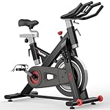 PASYOU S50 Heimtrainer Fahrrad mit Magnetischem Widerstand, Riemenantrieb Fitnessbikes mit 15KG Schwungrad, 4-Fach Verstellbarer Ergometer Hometrainer mit RPM Monitor - 150KG Belastbar