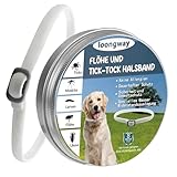 loongway Verstellbares Halsband für Hunde, natürliche und sichere Formel, sanfte Abwehrwirkung,65cm, geeignet für alle Hunde, wasserfest, Schutz bis zu 8 Monate