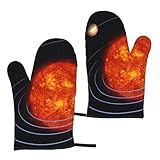 Hitzebeständige Ofenhandschuhe mit Galaxie-Solarsystem. Wasserdicht und langlebig. Zum Kochen, Backen und Grillen.