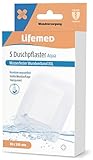 Lifemed Duschpflaster XXL 10 x 8 cm - Wasserabweisender, extragroßer Wundverband mit sicherem Halt bei Kontakt mit Wasser - Wasserfeste Wundauflage für Duschen, Sport, Tattoos (5 Pflaster)