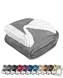 Gräfenstayn® Dicke Kuscheldecke flauschig & super weich - warme Sherpa-Fleecedecke in Lammfell-Optik als Wohndecke, Tagesdecke & Sofadecke - Überwurf Decke Sofa & Couch (Grau 200x150)