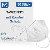 50 FFP3 Mund- und Nasenschutz Maske mit EC Zertifizierung, 5 Lagige Maske ohne Ventil, Staub- und Partikelschutzmaske, medizinische Schutzmaske mit hoher PFE-Filtereffizienz ≥ 99, 50 Atemschutzmaske
