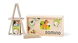 Woodyland 90093 Holz - Domino Legespiel Farm Animals in Holzbox mit Schiebedeckel