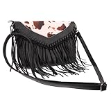 SHERCHPRY Umhängetasche Mit Kuh-print Handtaschen Mit Fransen Für Damen Vintage Fransentasche Vintage-handtasche Mit Quasten Vintage-geldbörse Mit Fransen Cross Body Callse Segeltuch