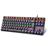 Rii Gaming Tastatur, Mechanische Tastatur mit 88 Tasten, Tastatur Gaming Blaue Schalter für Win98/XP/2000/ME/Vistar/Win7/Win8/Win10, Schwarz