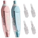 EUDUQ Nachfüllbar Einziehbares Korrekturroller,2 Stück 6mx5 mm Korrekturmaus mit 4 austauschbare Kerne,Süß Mini-Korrekturband，Mini Correction Tape für Schulsachen und Büros