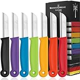 Schwertkrone® Schälmesser 7er Set [MADE IN SOLINGEN - GERMANY] - Gemüsemesser Obstmesser - Küchenmesser klein scharf - Schneidemesser Kartoffelschälmesser - Allzweckmesser (7x bunt - 6cm Klinge)